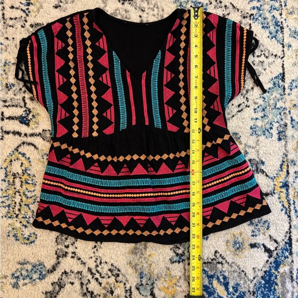 Savanna Jane Geometric Blouse - Black, Pink, Teal - Picture 6 of 7